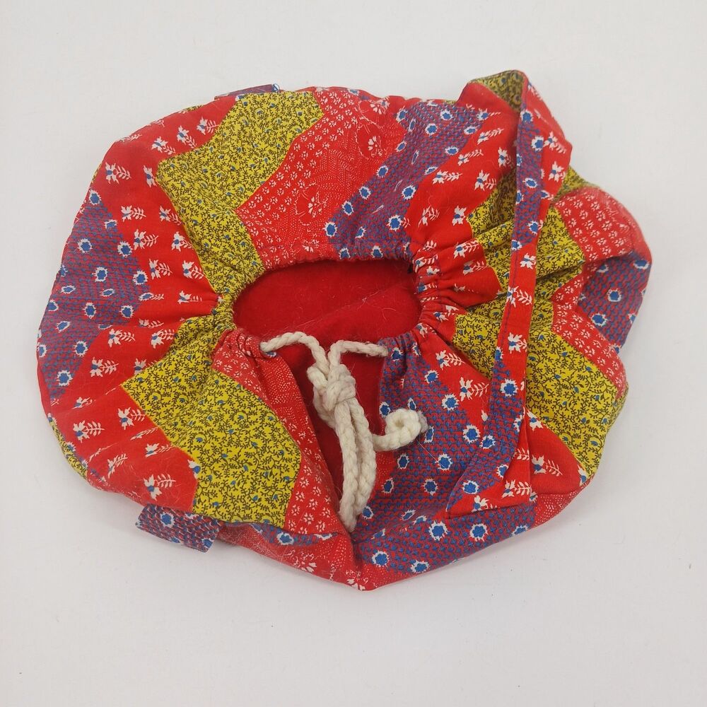 Handmade Womens Floral Geometric Quilted Fabric Drawstring Makeup Pouch Bag